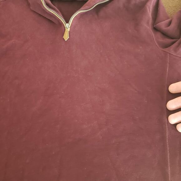 Polo Ralph Lauren Wine 1/4 Zip Collared V-Neck Elbow Patch Long Sleeve Sweater S - Picture 8 of 12